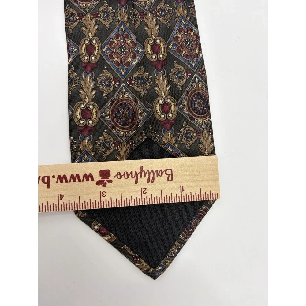 Vintage‎ Croft and Barrow Tie Necktie Paisley Abstract 58” Multicolor Silk